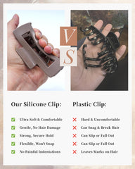 Clip Mesovor kaki sombre en silicone, style discret et tenue fiable.