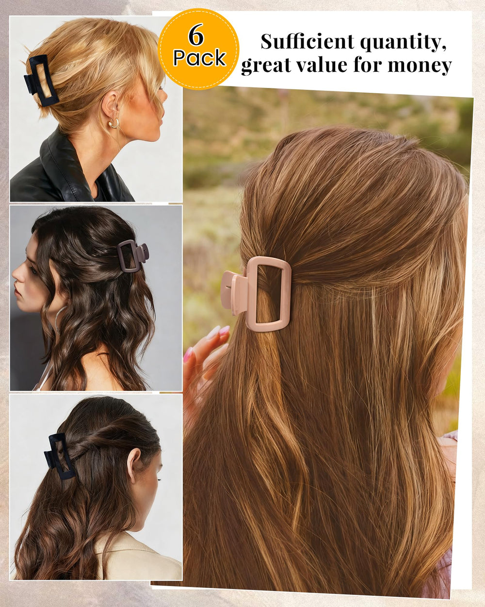 Clip Mesovor noir en silicone, accessoire polyvalent pour chignons et demi-queue.