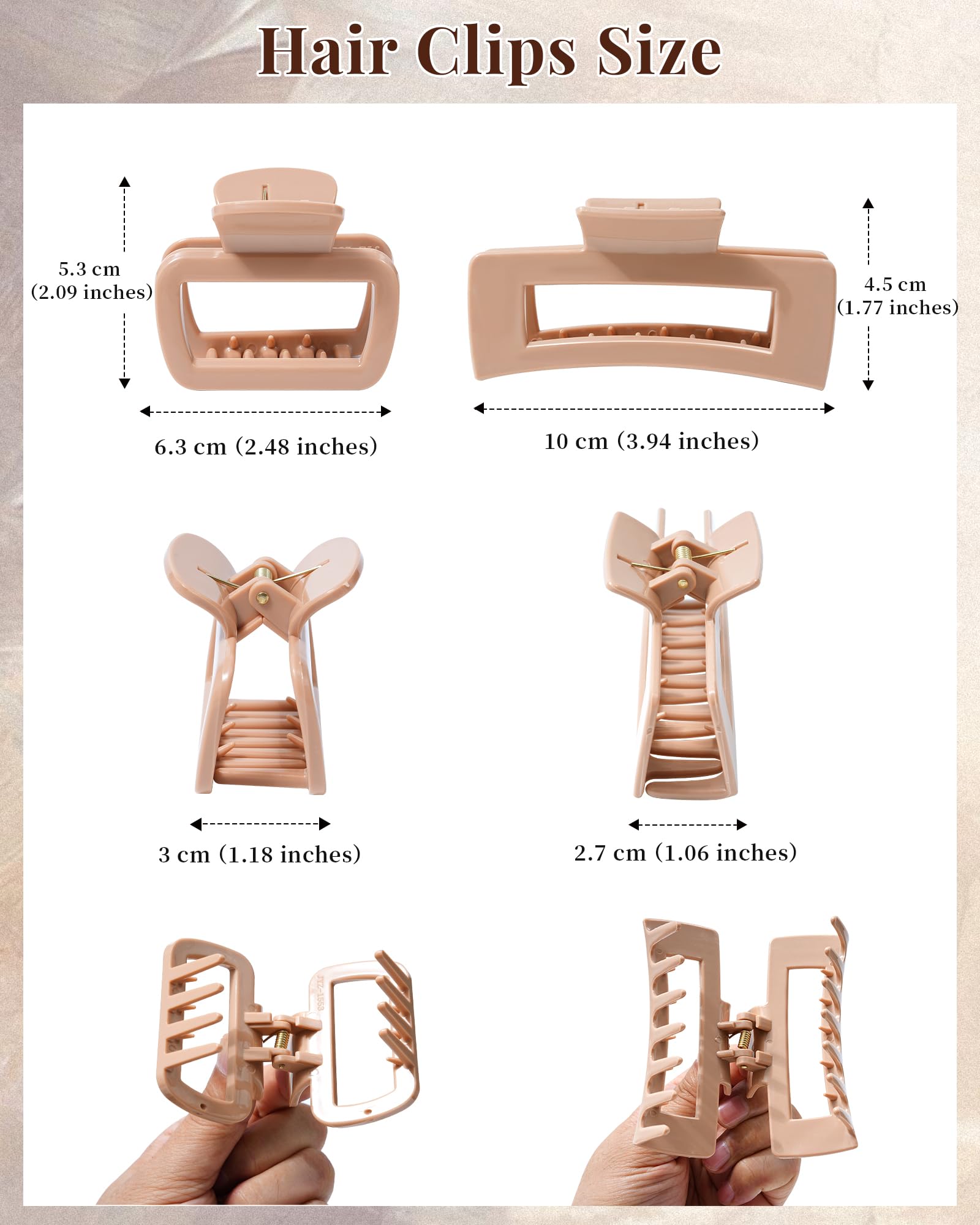 Mesovor clip cheveux silicone rectangulaire grand, idéal pour cheveux épais et volumineux.