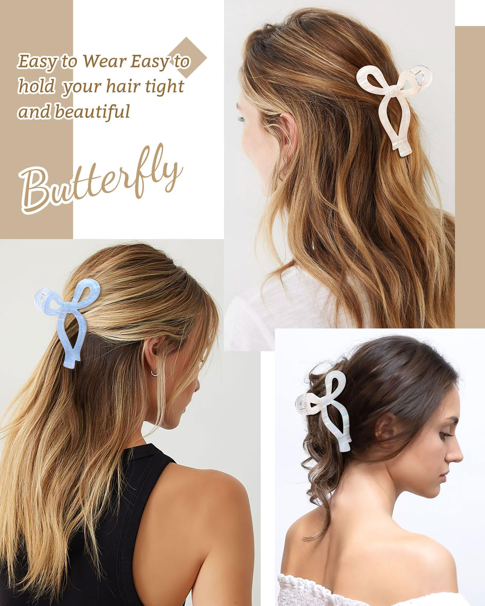 Pinces-cheveux Mesovor nœud sirène rayé, idéal pour mèches latérales.