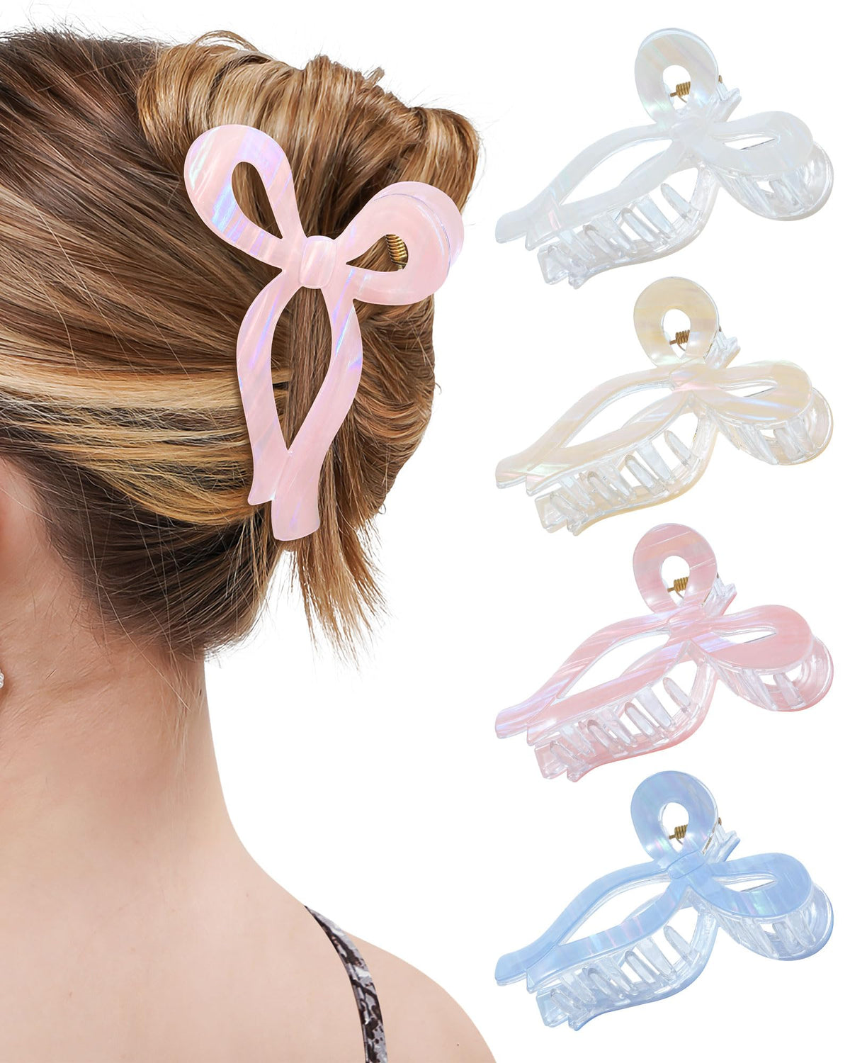 Pinces-cheveux Mesovor nœud sirène rayé, maintien sûr pour chignon élégant.