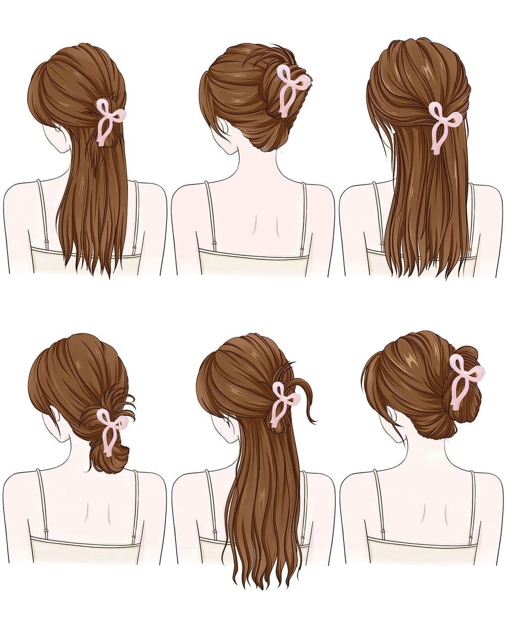 Pinces-cheveux Mesovor nœud sirène rayé, usage quotidien et fêtes.