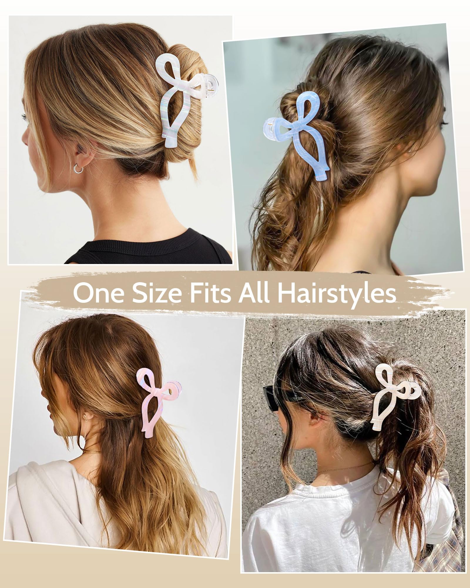 Pinces-cheveux Mesovor nœud sirène rayé, ajustement durable pour tresses.