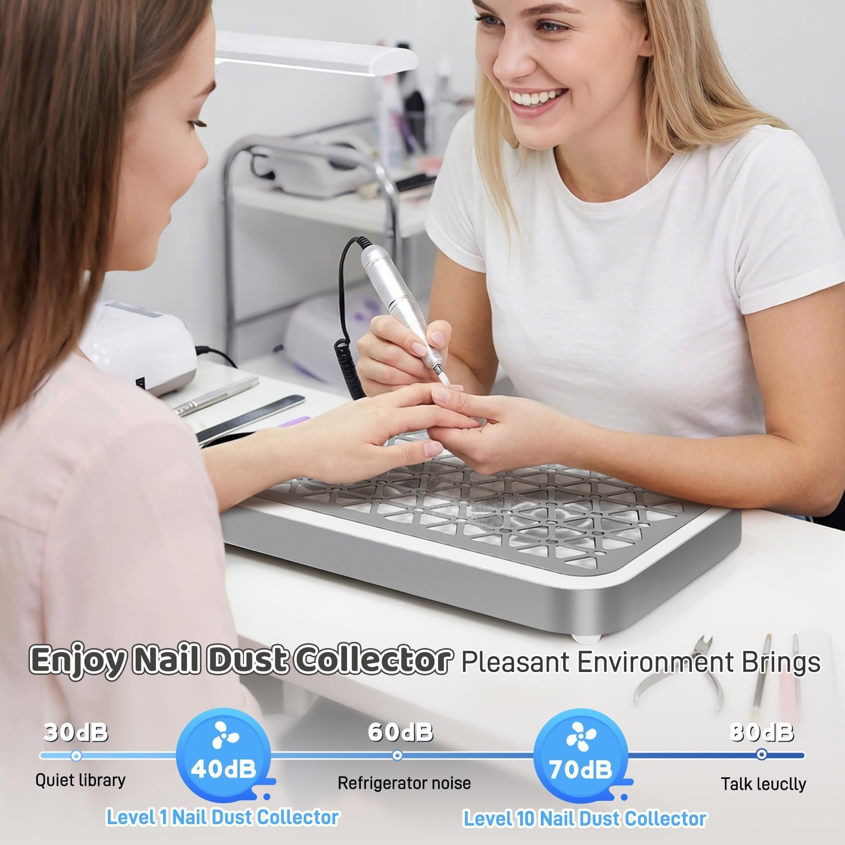 METALBEE collecteur-poussiere-ongles-20-centimetres, système efficace pour une zone de travail propre