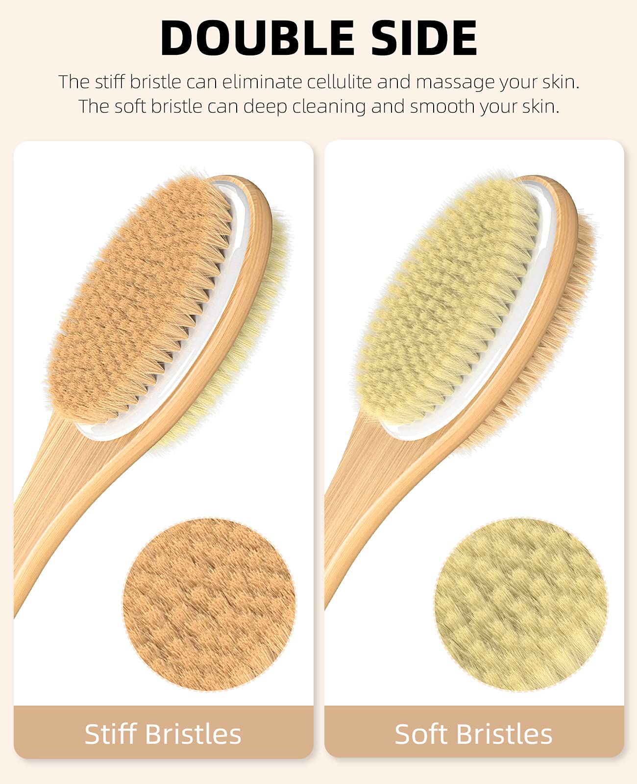 Metene brosse-douche poils doux nylon nettoie la peau avec délicatesse.