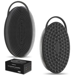 Metene brosse exfoliante en silicone avec boucle, nettoyage en douceur du corps.