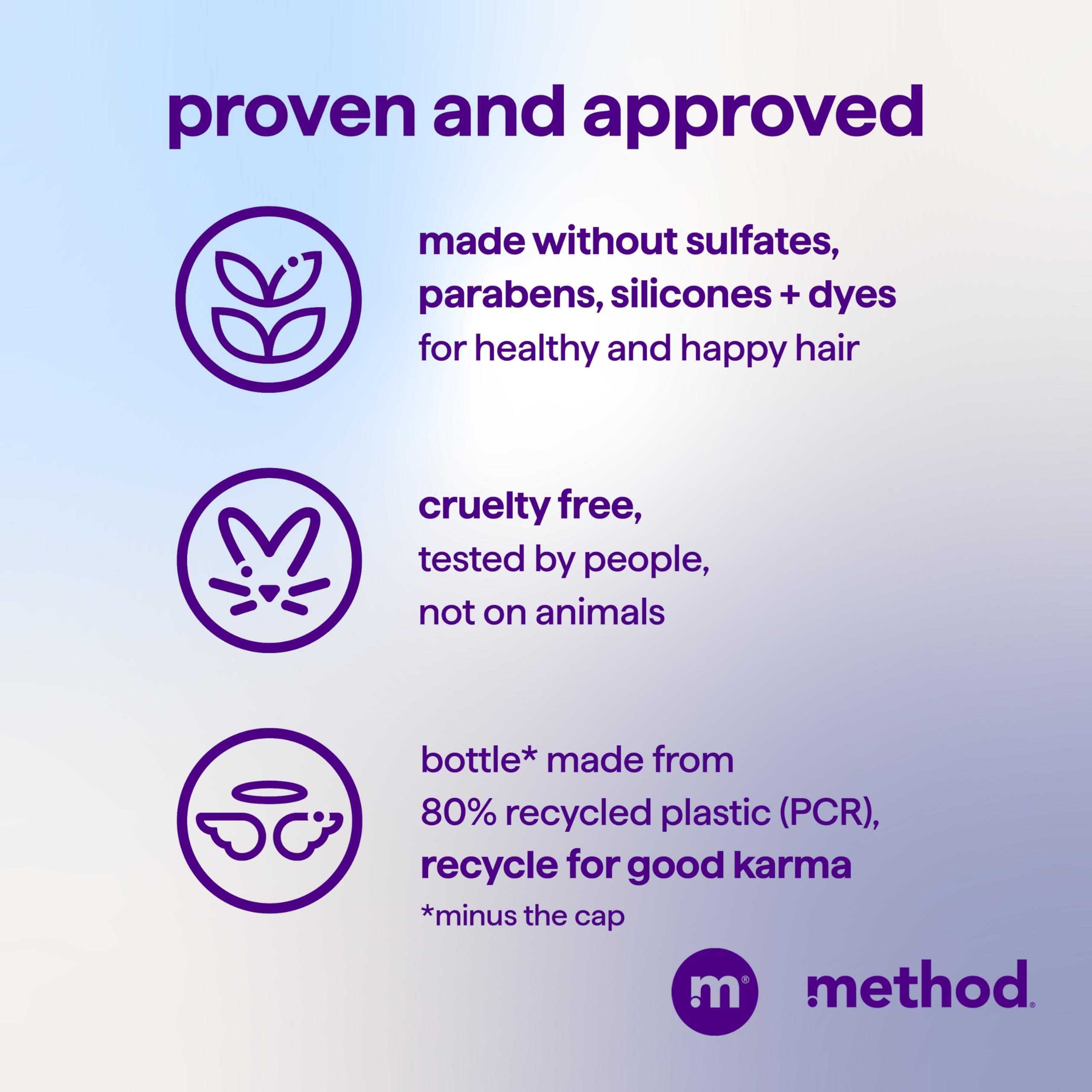 Method nourrissant démêle facilement les nœuds, cheveux doux et maniables.