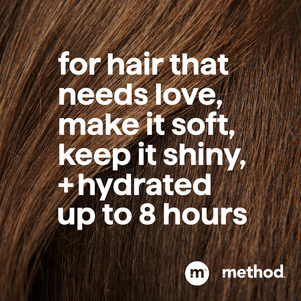 Method après-shampooing nourrissant, étiquette colorée, démêlage facile pour tous types de cheveux.