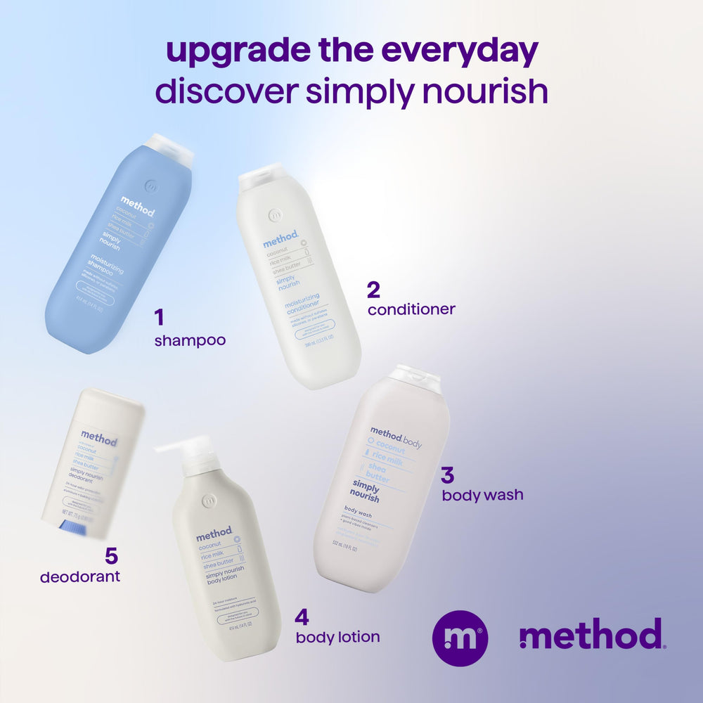 Method parfum réconfortant transforme la douche en moment de détente.