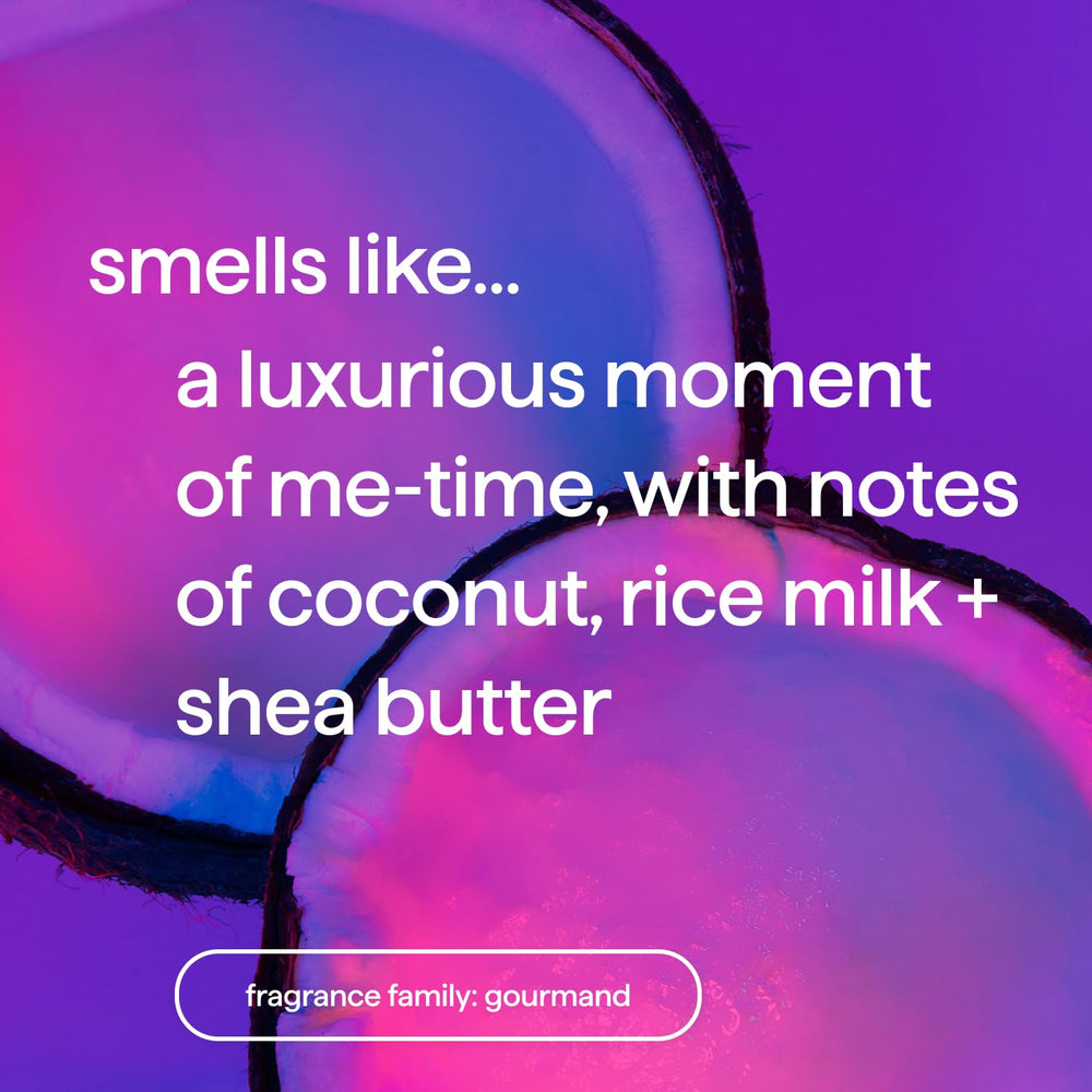 Rice milk ingredient visible to emphasize gentle cleansing and softness
