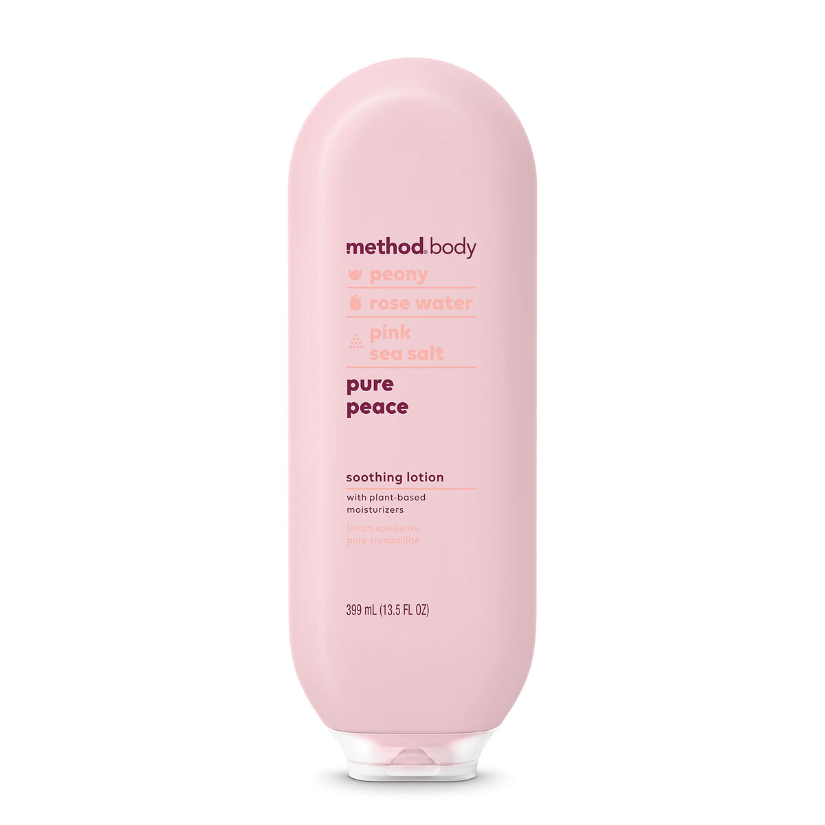 Method Daily Lotion Pure Peace – bouteille hydratante, douceur durable.