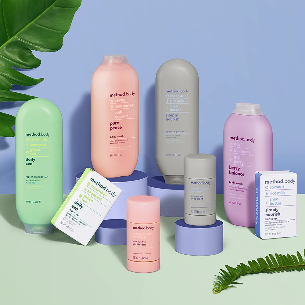 Method Daily Lotion Pure Peace – sans parabènes ni phtalates, formulation plus douce.