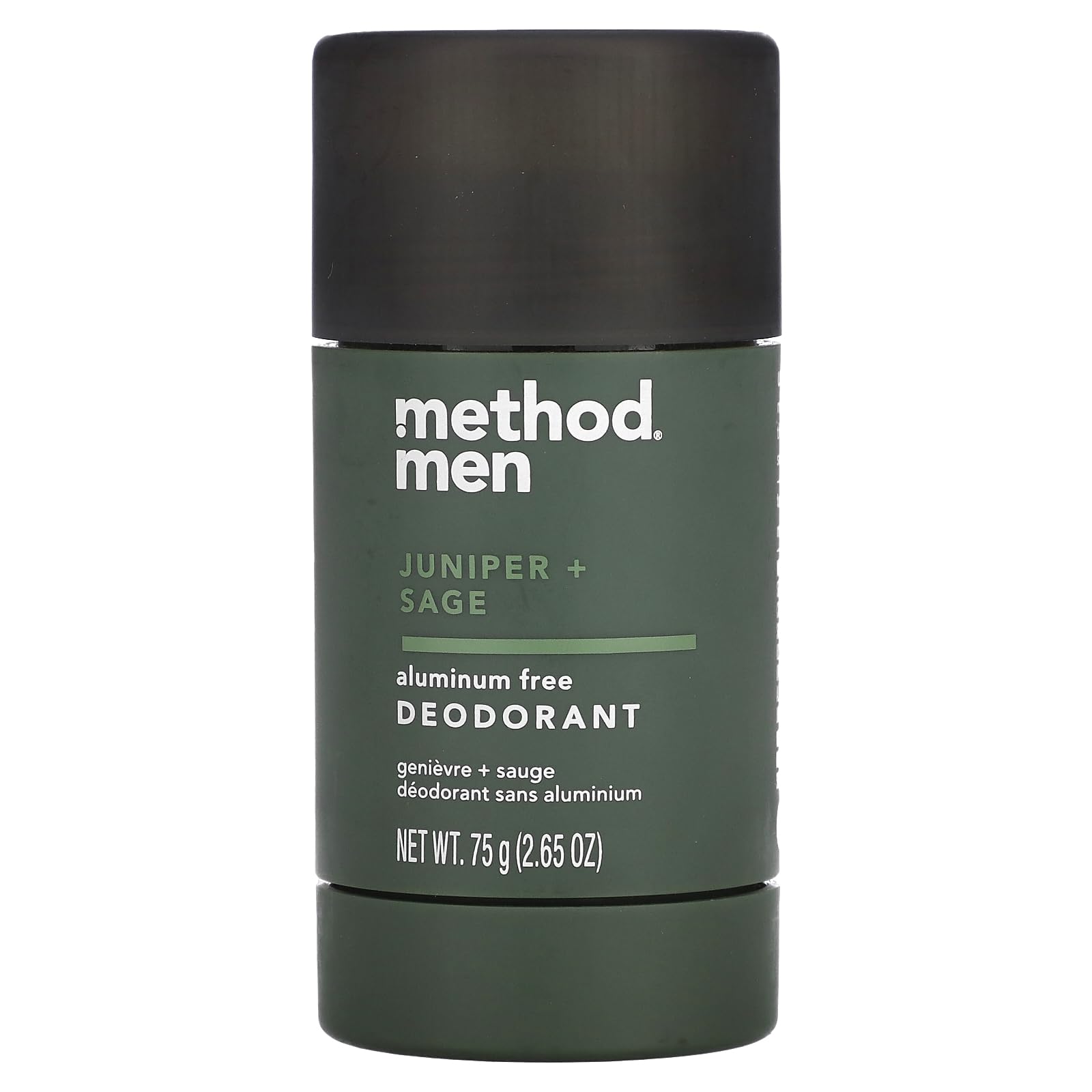 Déodorant Method Juniper Sage pour homme, stick, offre une fraîcheur longue durée.