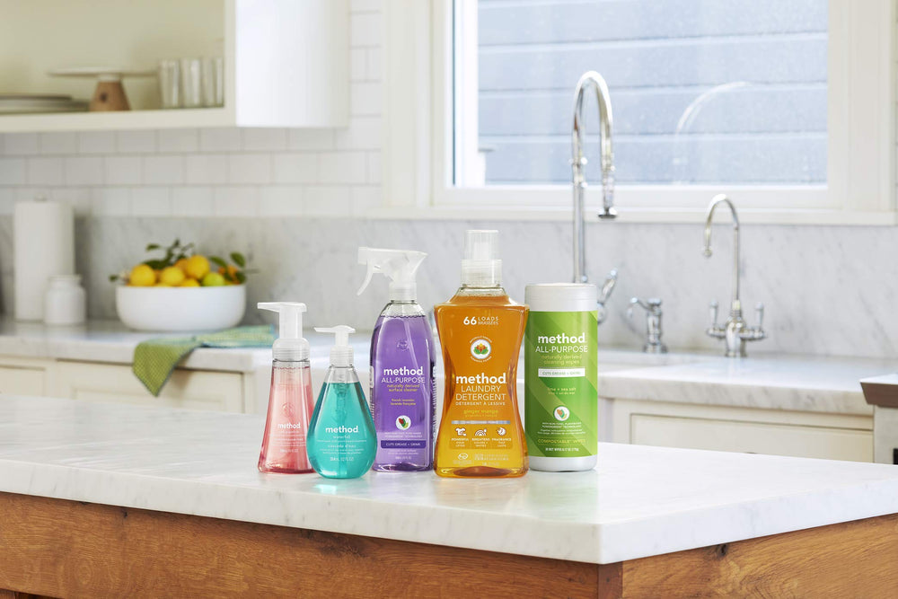 Method Ginger Mango color-safe formula preserves fabrics and colors.