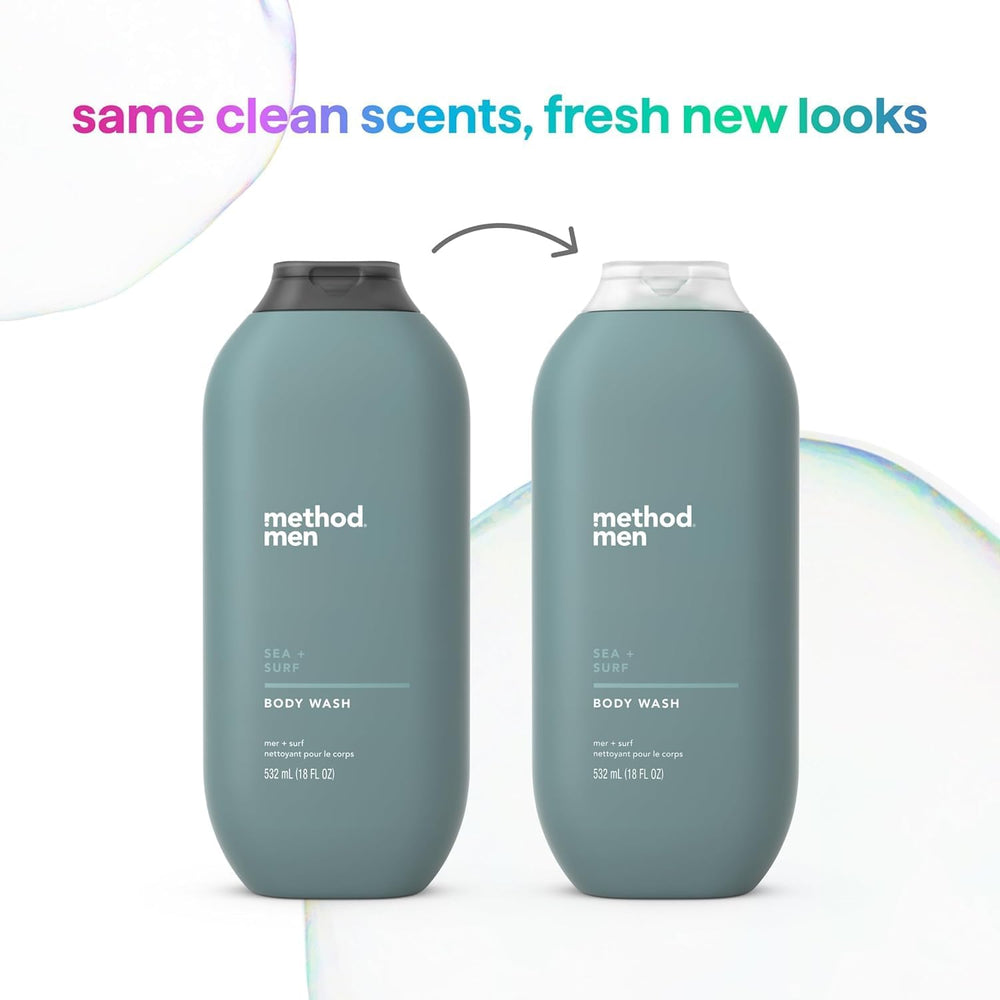 Method Men Body Wash Sea + Surf – notes marines fraîches pour une sensation d’océan.