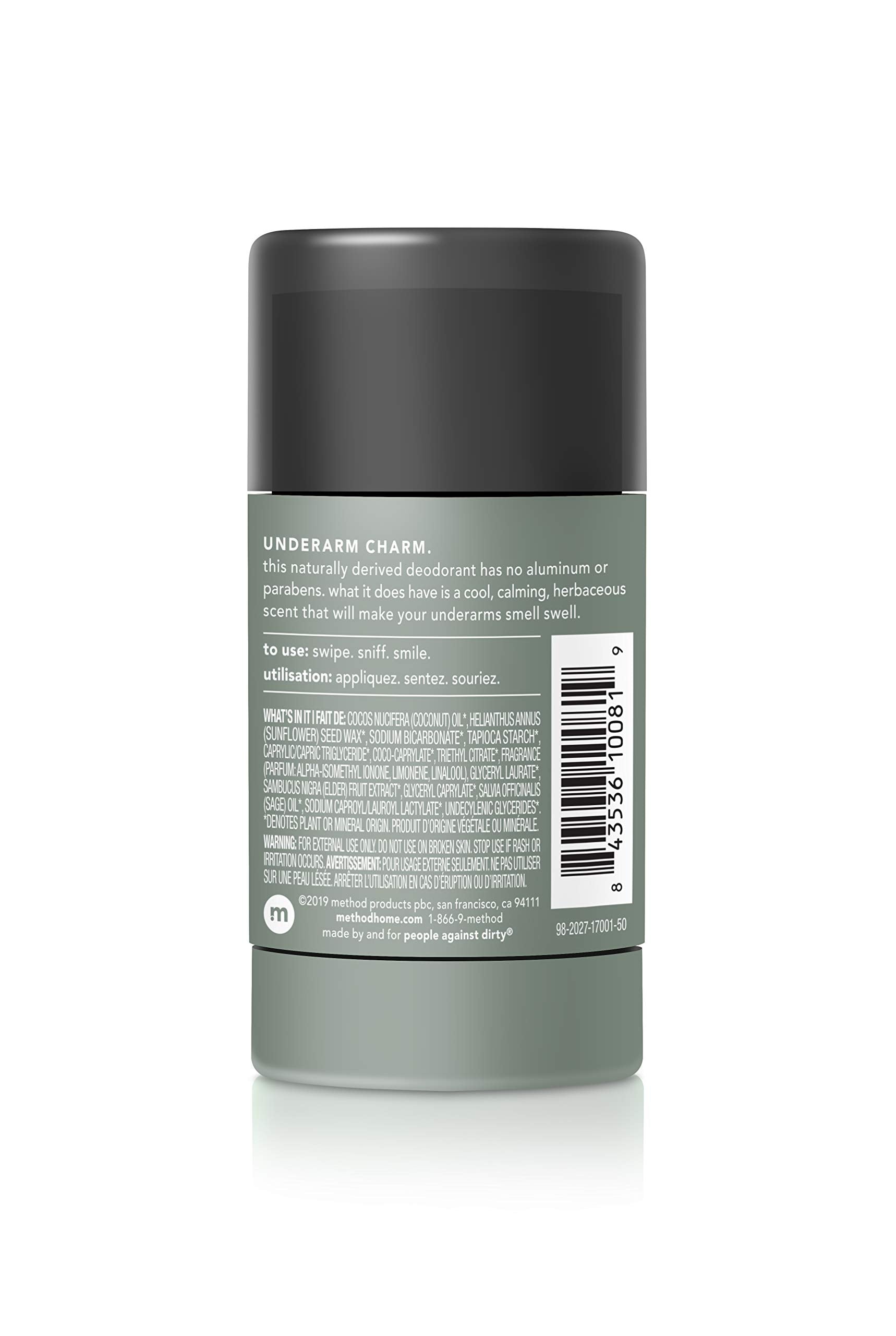 Application du déodorant Method Genévrier Sauge sur la peau, expérience rafraîchissante et efficace.