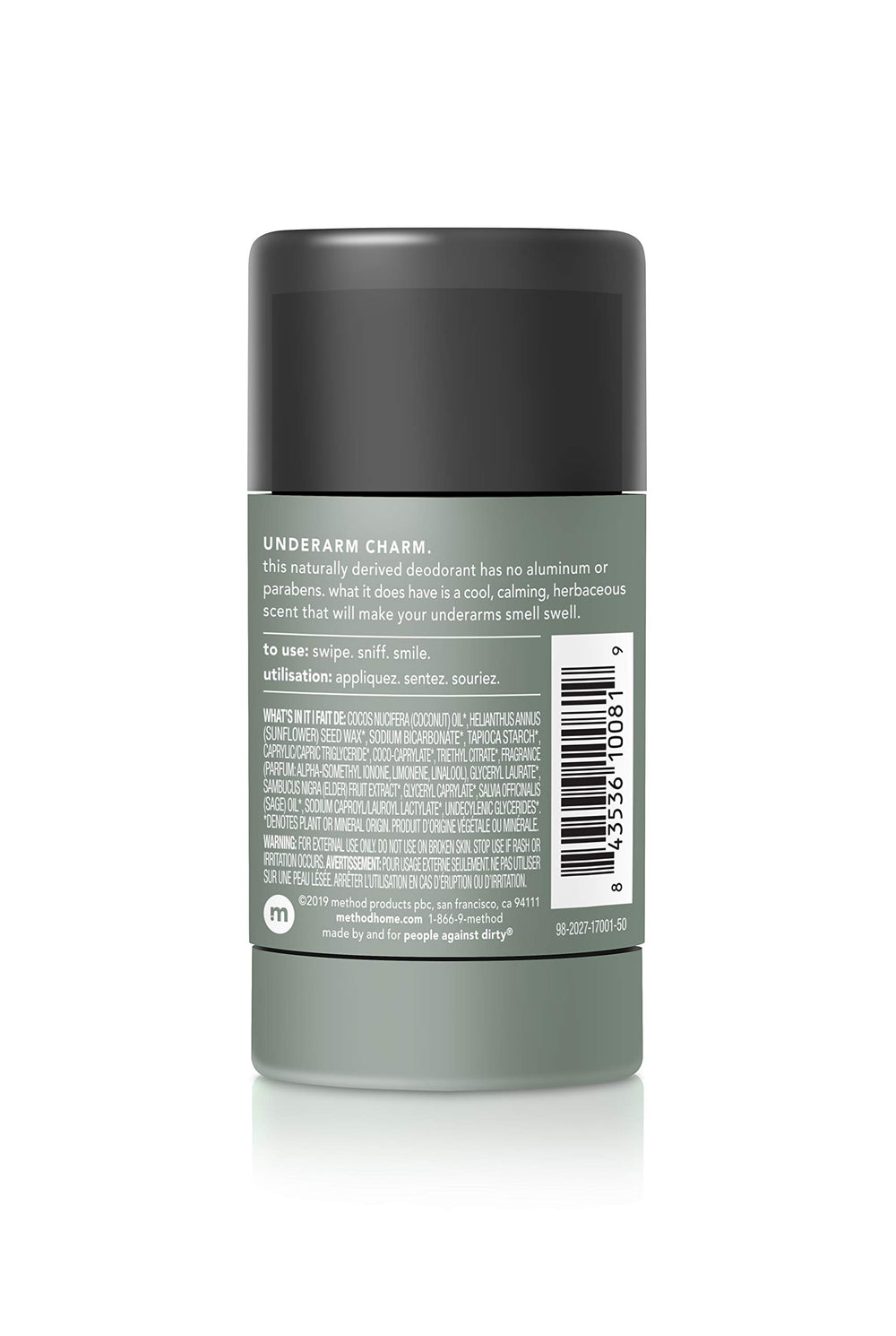 Application du déodorant Method Genévrier Sauge sur la peau, expérience rafraîchissante et efficace.
