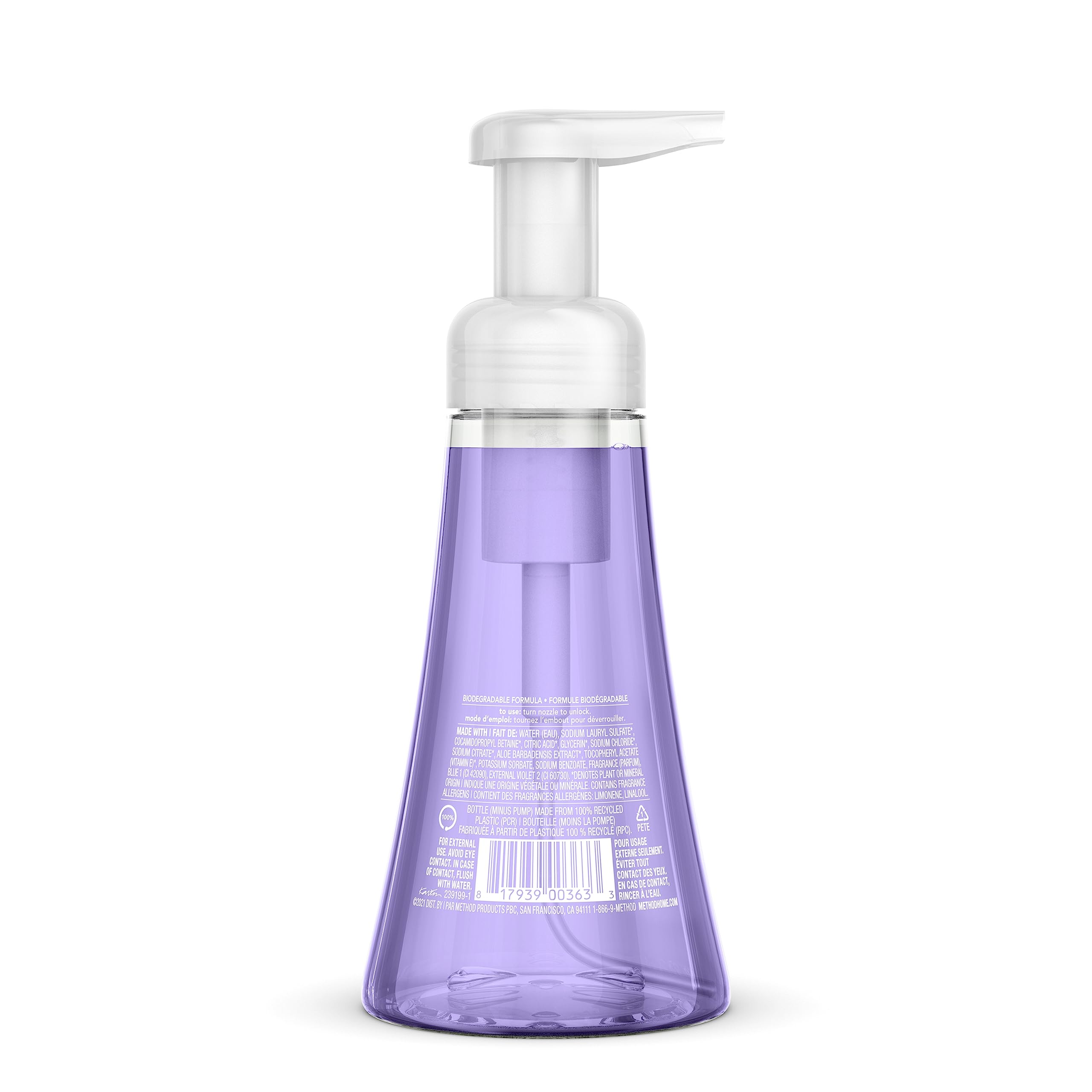 Method Savon Mousse Minéraux Marins, flacon épuré laisse une sensation de fraîcheur et d'hygiène.