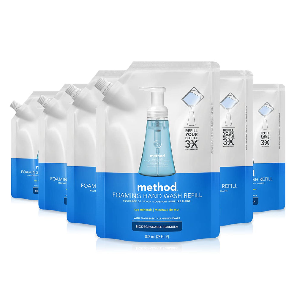 Method Sea Minerals, recharge savon mousse pratique et parfum durable.