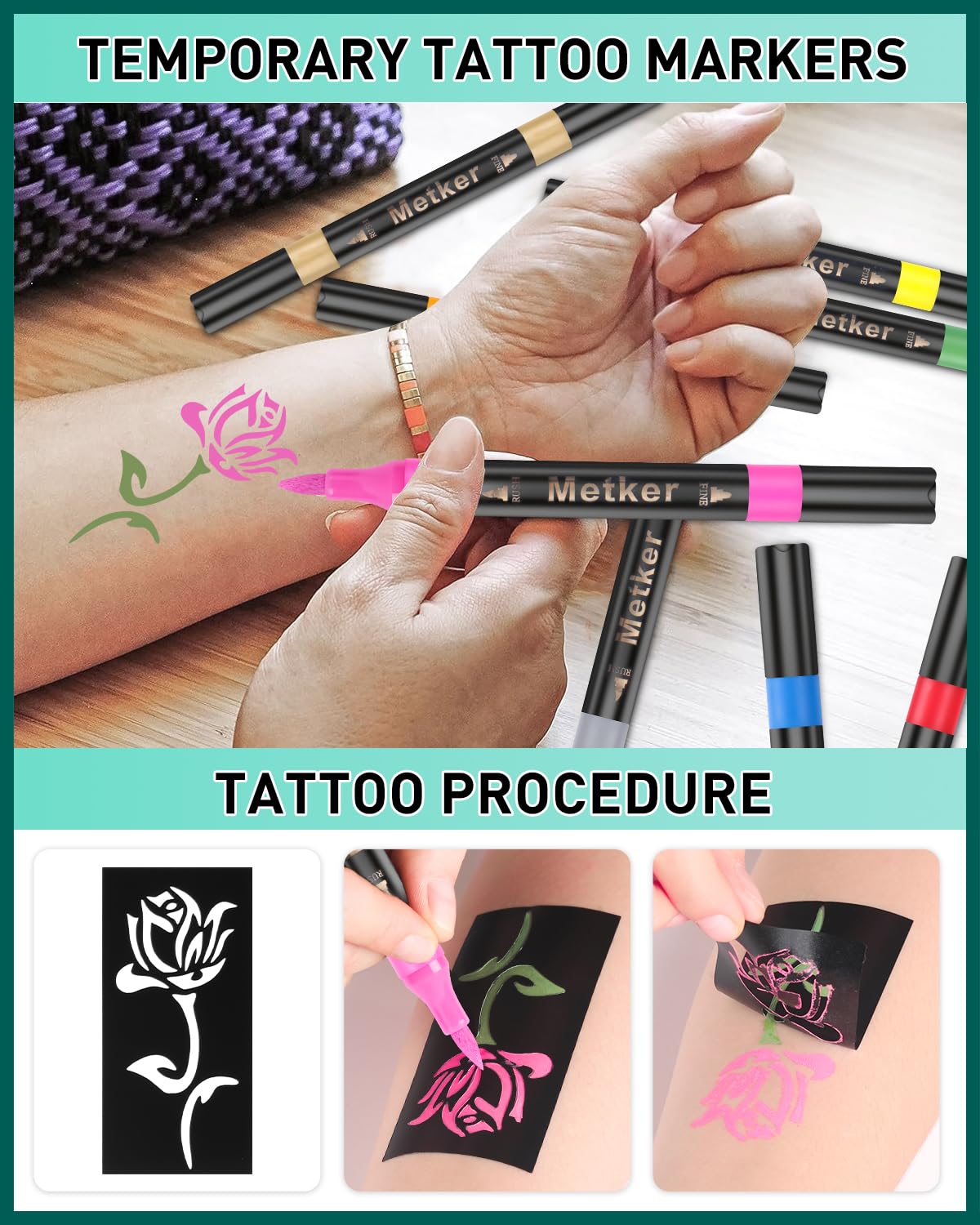Marqueur Metker tatouage, sécurité pour la peau et cosmétique