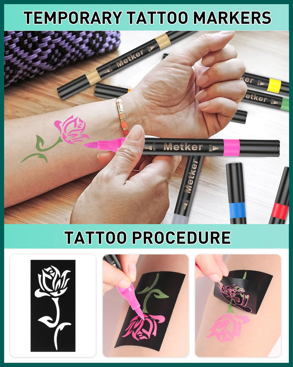 Marqueur Metker tatouage, sécurité pour la peau et cosmétique