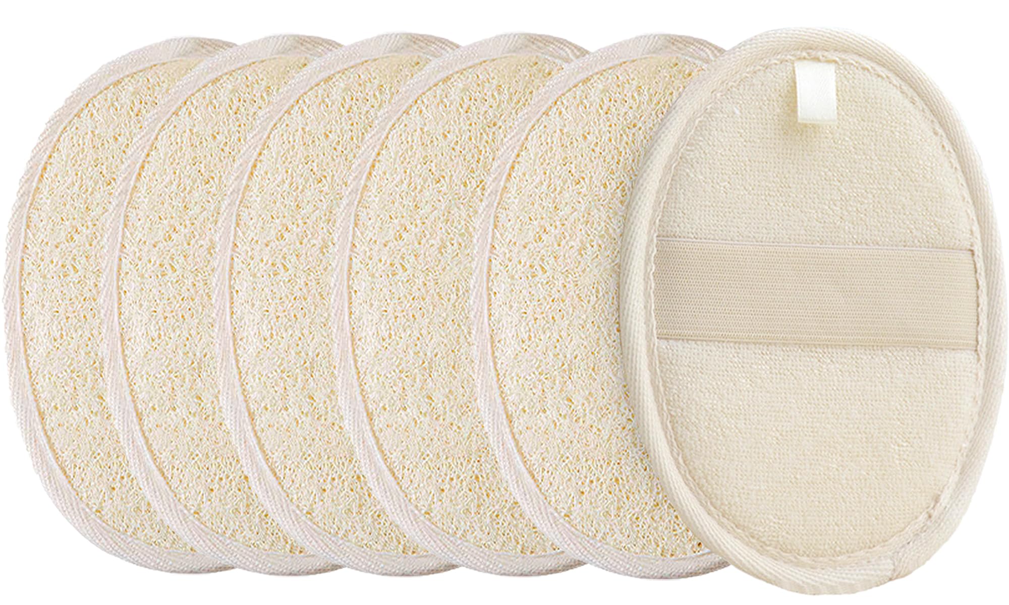 METLUCK éponges loofah naturelles pack 6 pour nettoyage en douceur.
