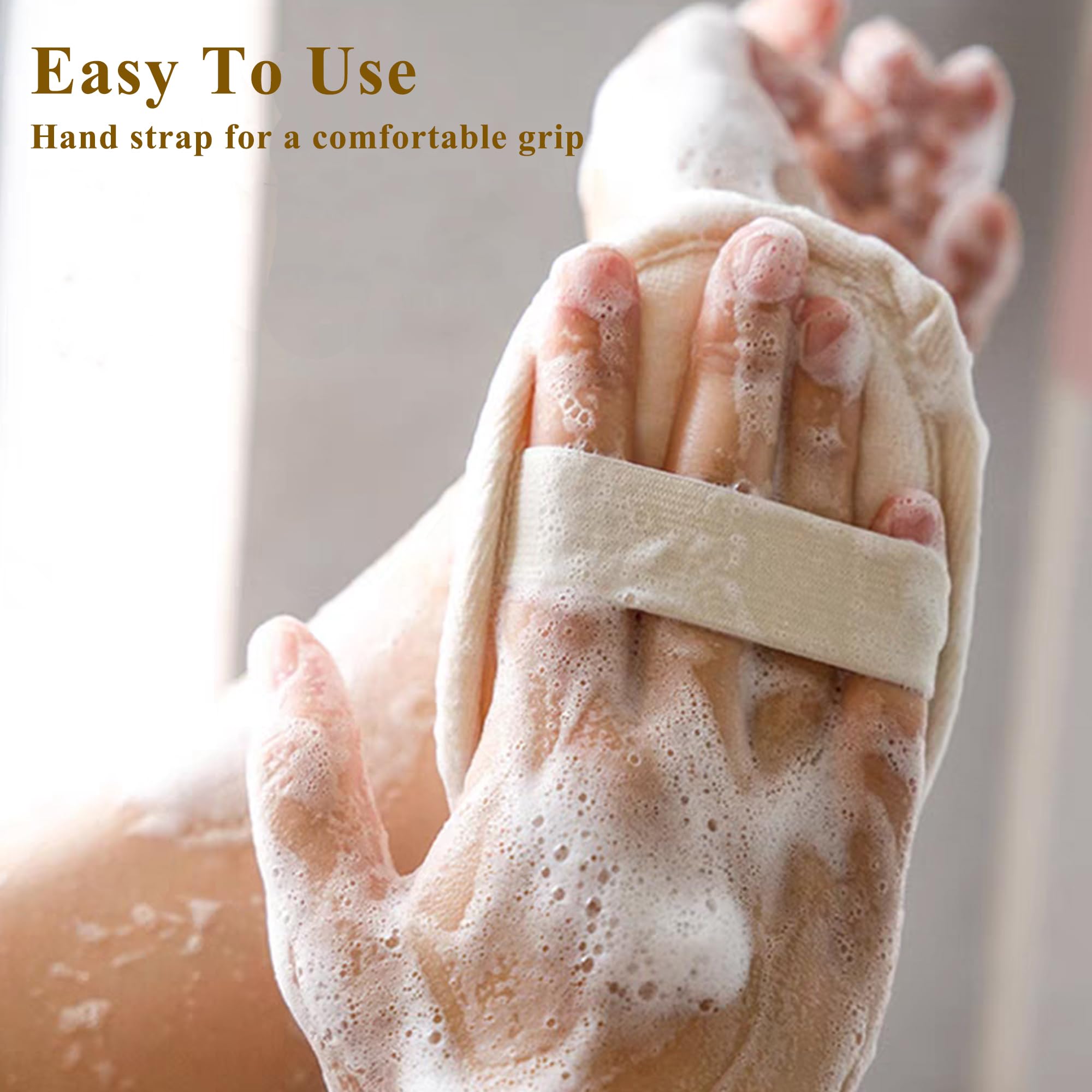 Pad Loofah METLUCK avec lanière ergonomique pour prise en main sûre.