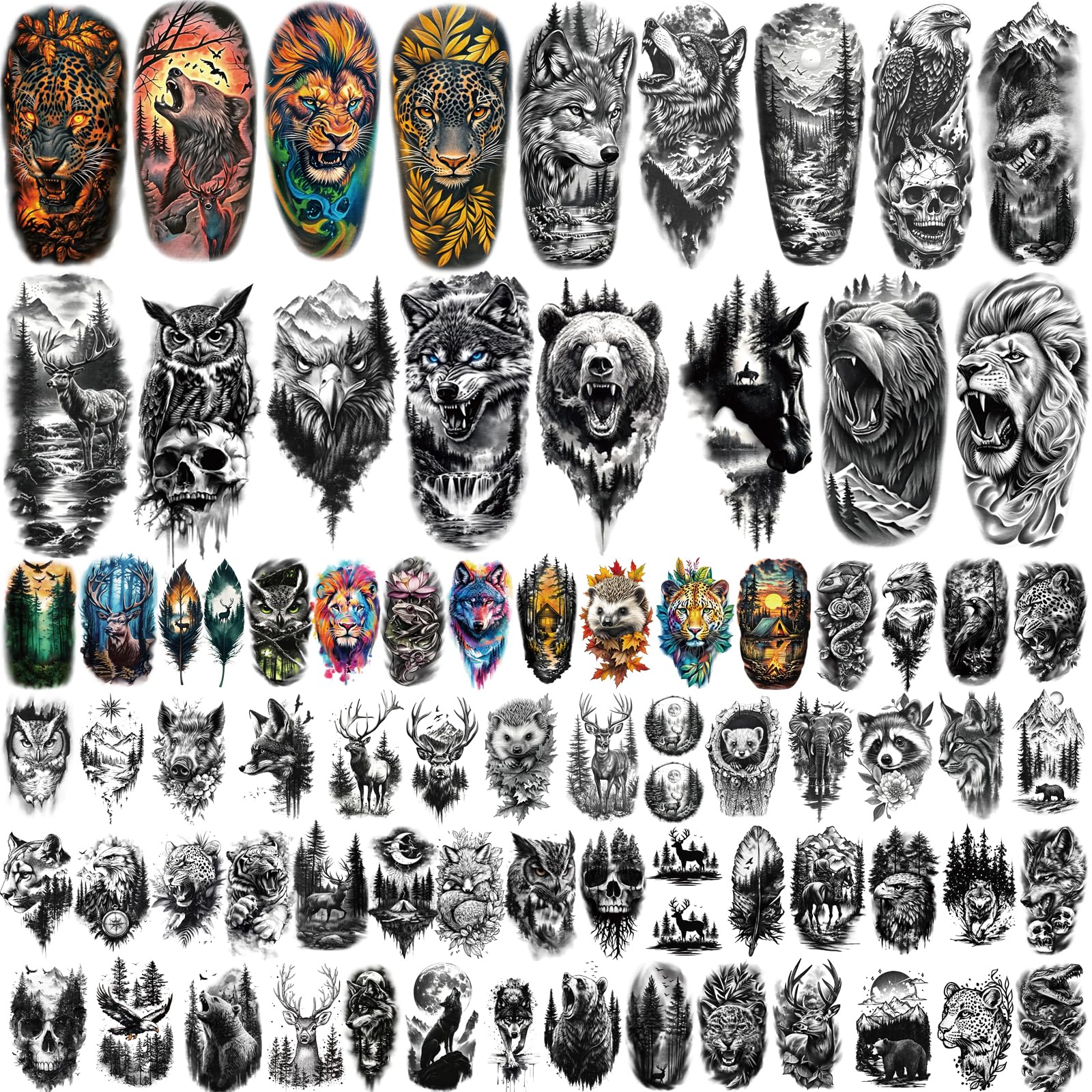 Tatouage Metuu ensemble animaux, s'adapte à tous les looks.