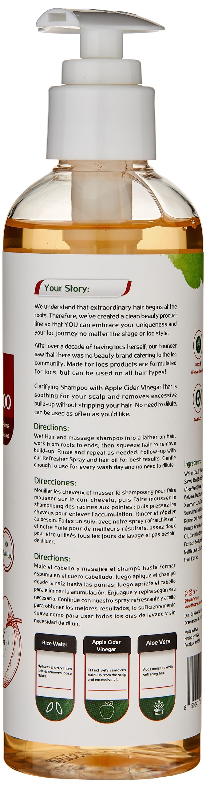 Gel d’aloé vera intégré au shampoing MFL Locs pour nourrir en douceur.