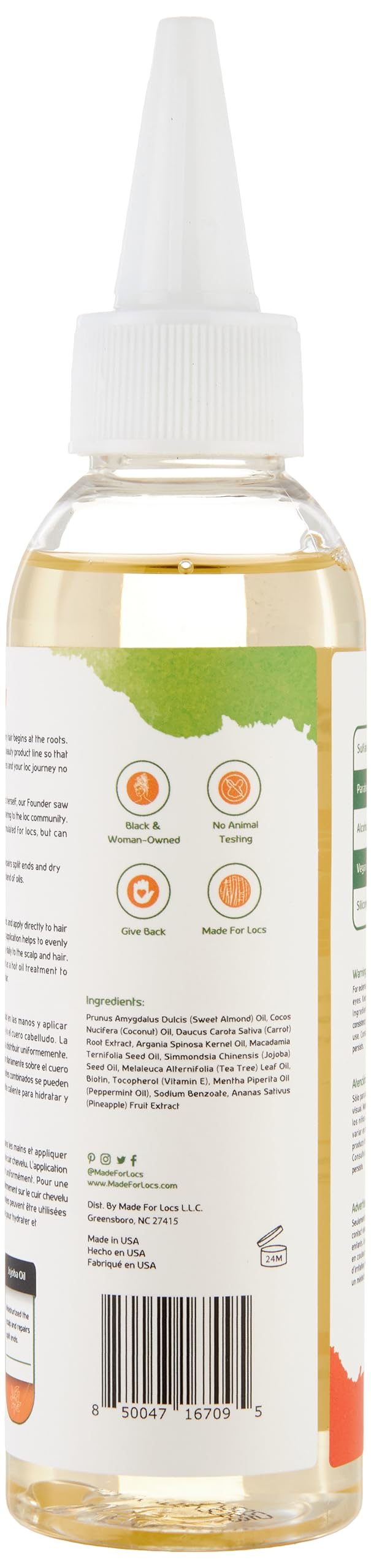 Texture huile légère du sérum sur les cheveux locs