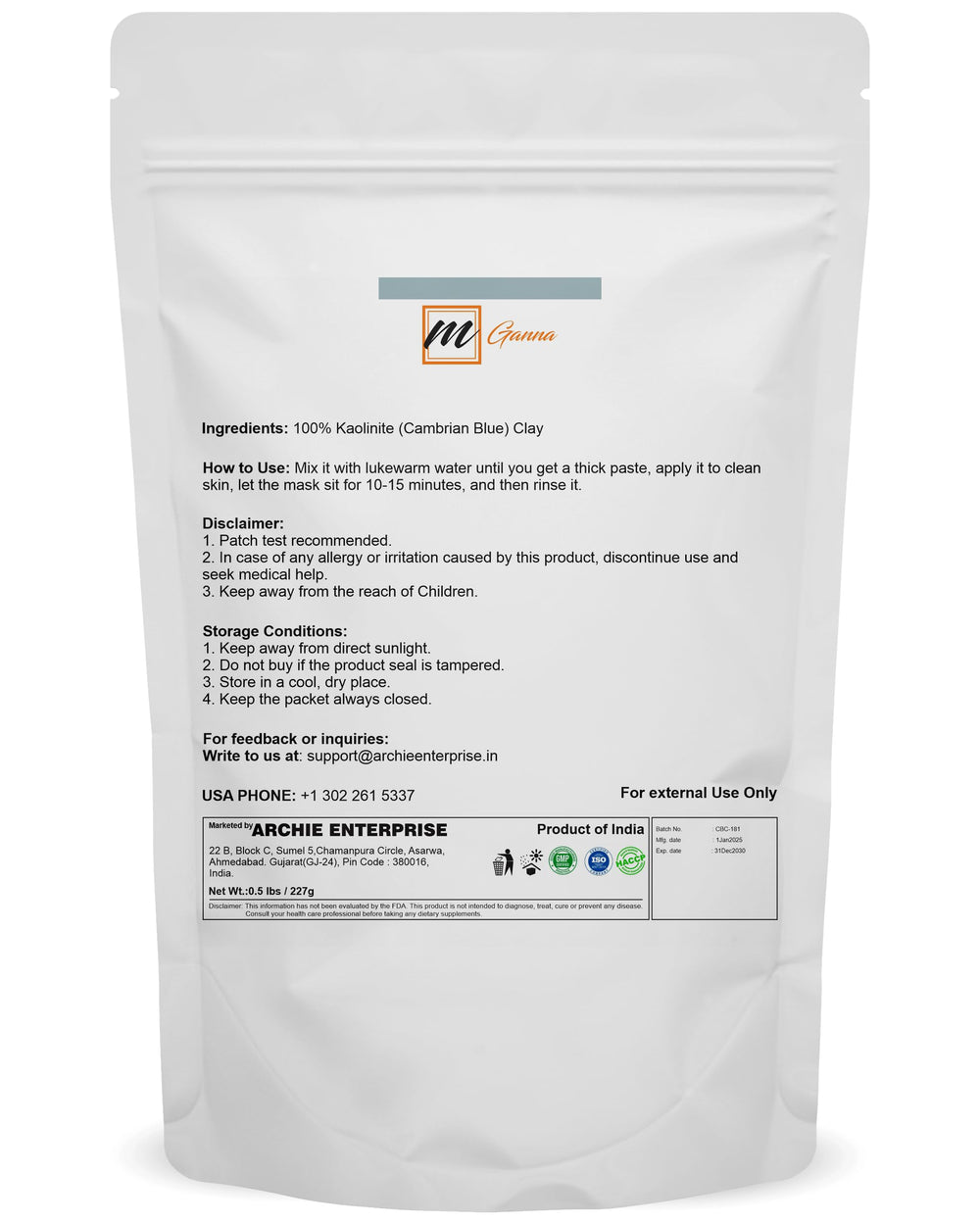 mGanna argile bleue Cambrian – enveloppement corporel détente et peau souple