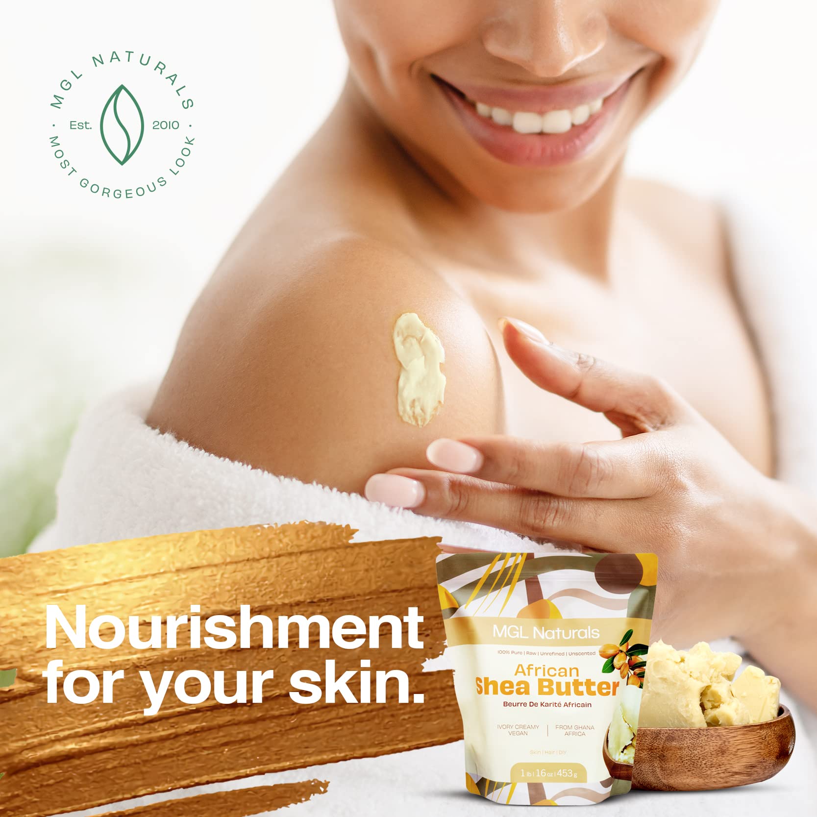 MGL Naturals Beurre karité cru ivoire – hydratation durable