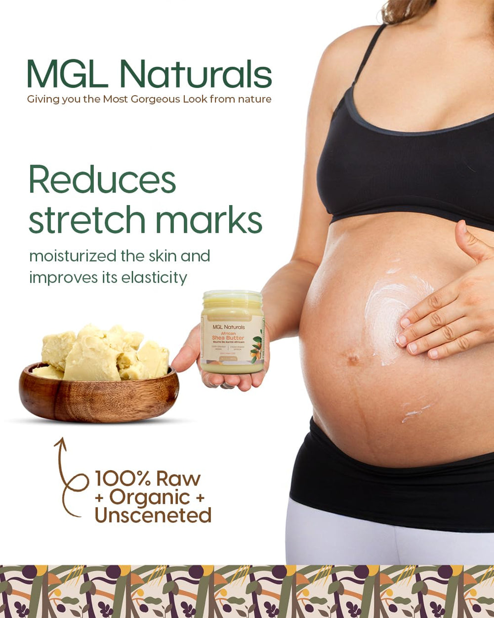 MGL Naturals Beurre de karité brut ivoire neutre pour mélanges huiles essentielles.