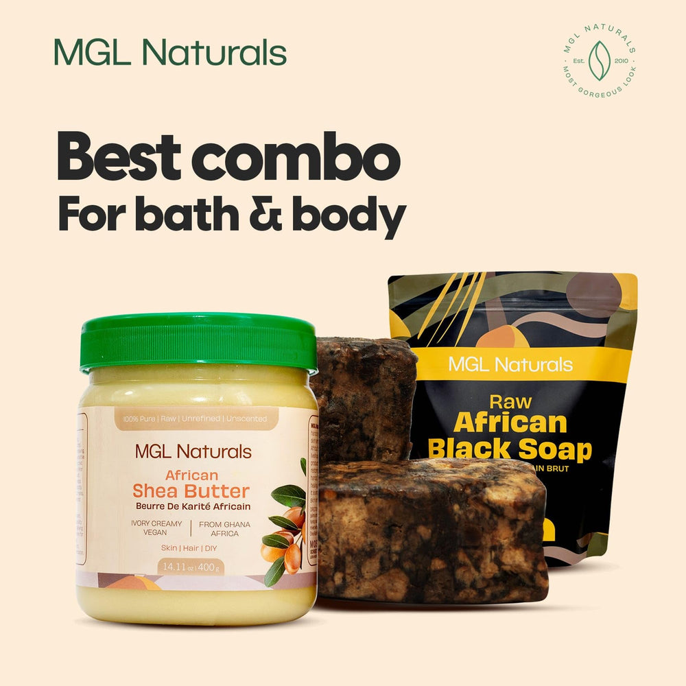MGL Naturals Beurre de karité brut ivoire, utilisation externe uniquement et stockage à l abri de la lumière.