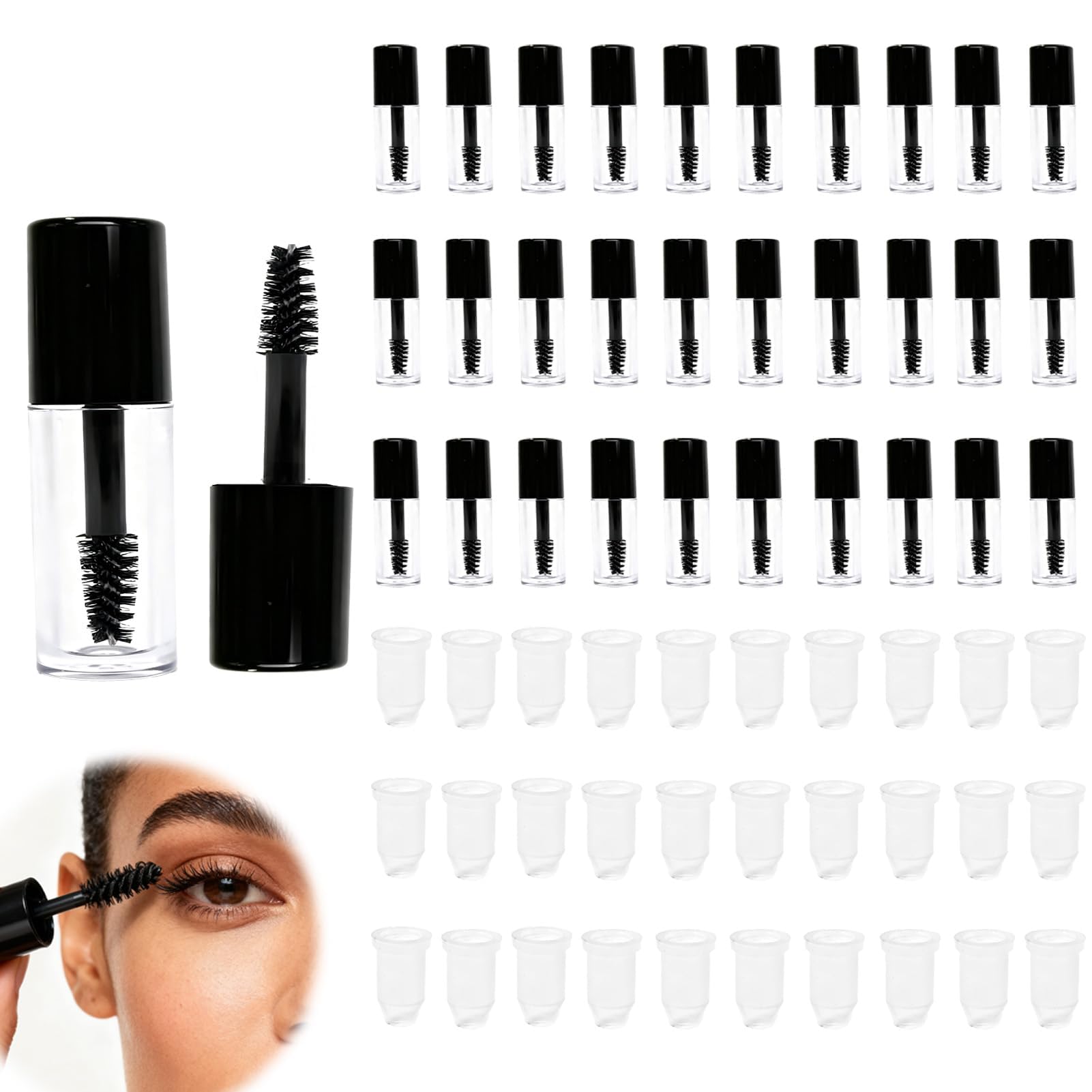 mgmooa ensemble-tubes-mascara-vides-avec-brosse: pratique pour mascara fait maison en hygiène.