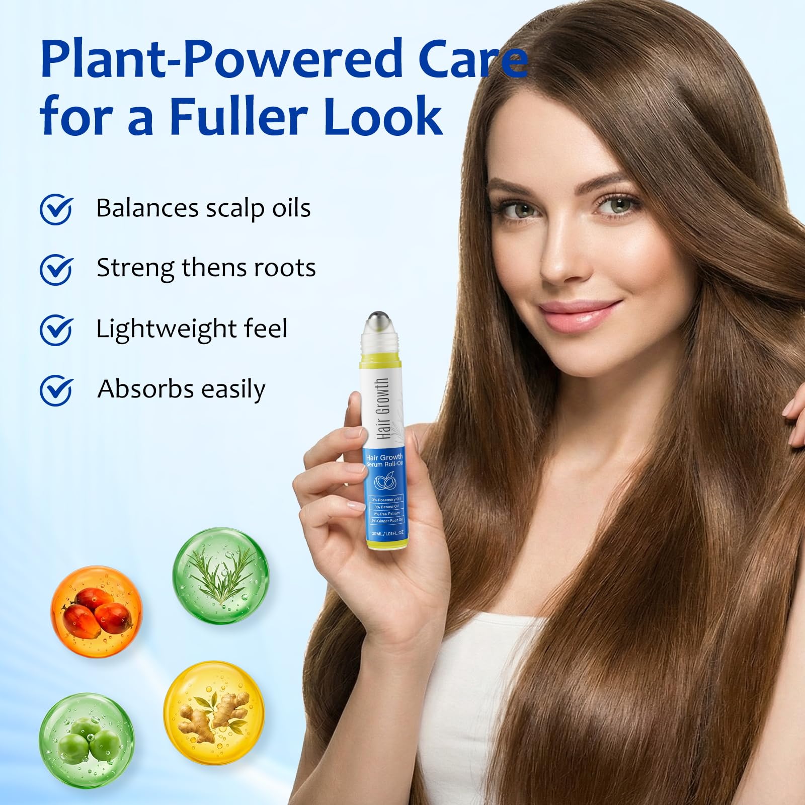 MGVAASURC sérum croissance cheveux Roll-On pois pour fortifier les follicules.