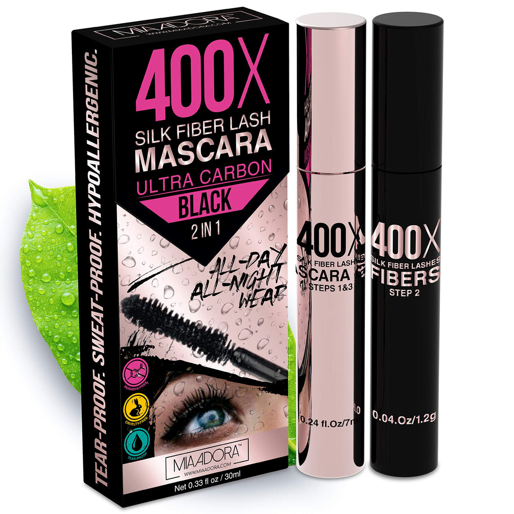 Mia Adora 400X Fibre Cils Mascara – bouteille montrant le produit pour un volume et longueur potentiels