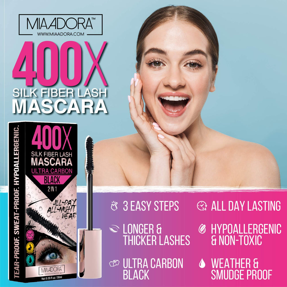 Mia Adora 400X Fibre Cils Mascara – micro-fibres vertes pour extension naturelle
