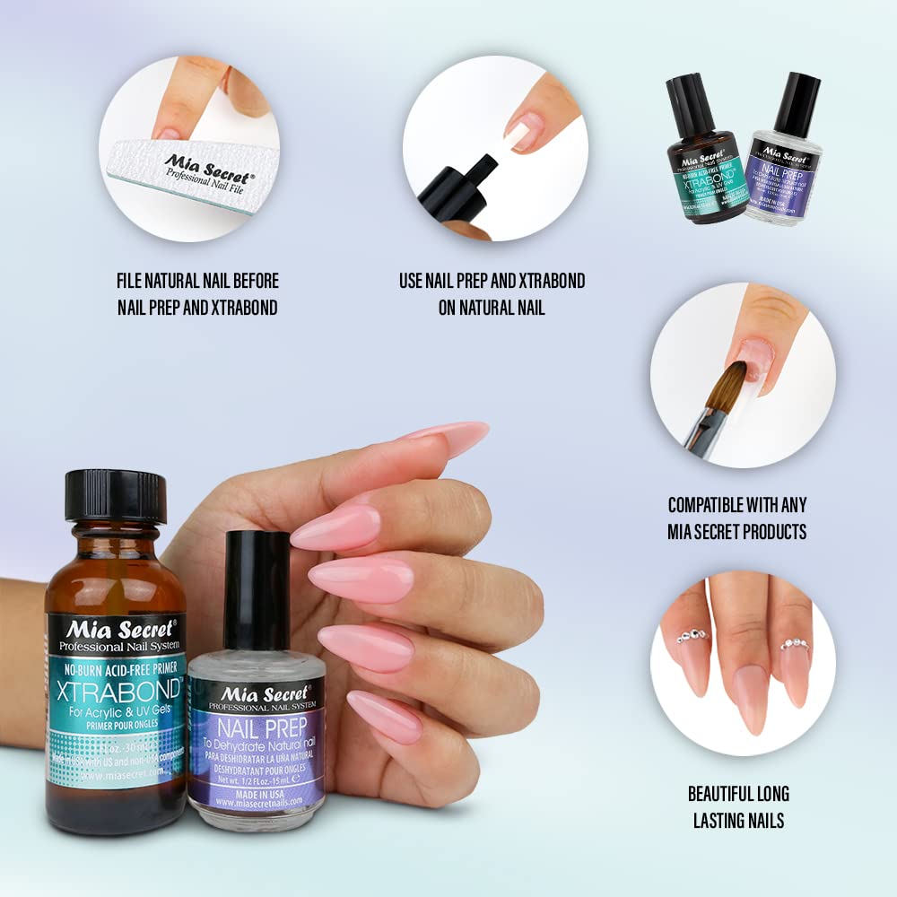 Mia Secret apret-sans-acide-xtrabond-adhesion: améliore l'adhérence sans agresser l'ongle.