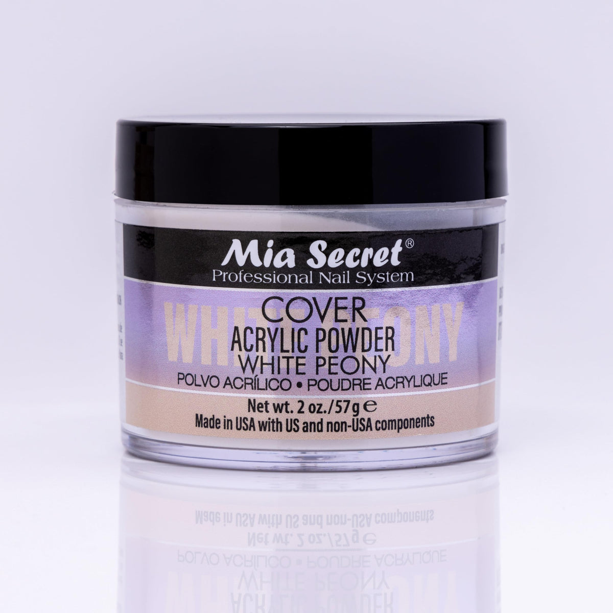 Mia Secret Cover White Peony – bouteille en avant pour une application précise et durable.
