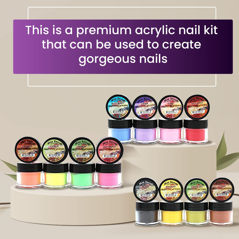 Mia Secret Fruity Collection pot de poudre de 0,25 oz pour ongles professionnels ou maison.