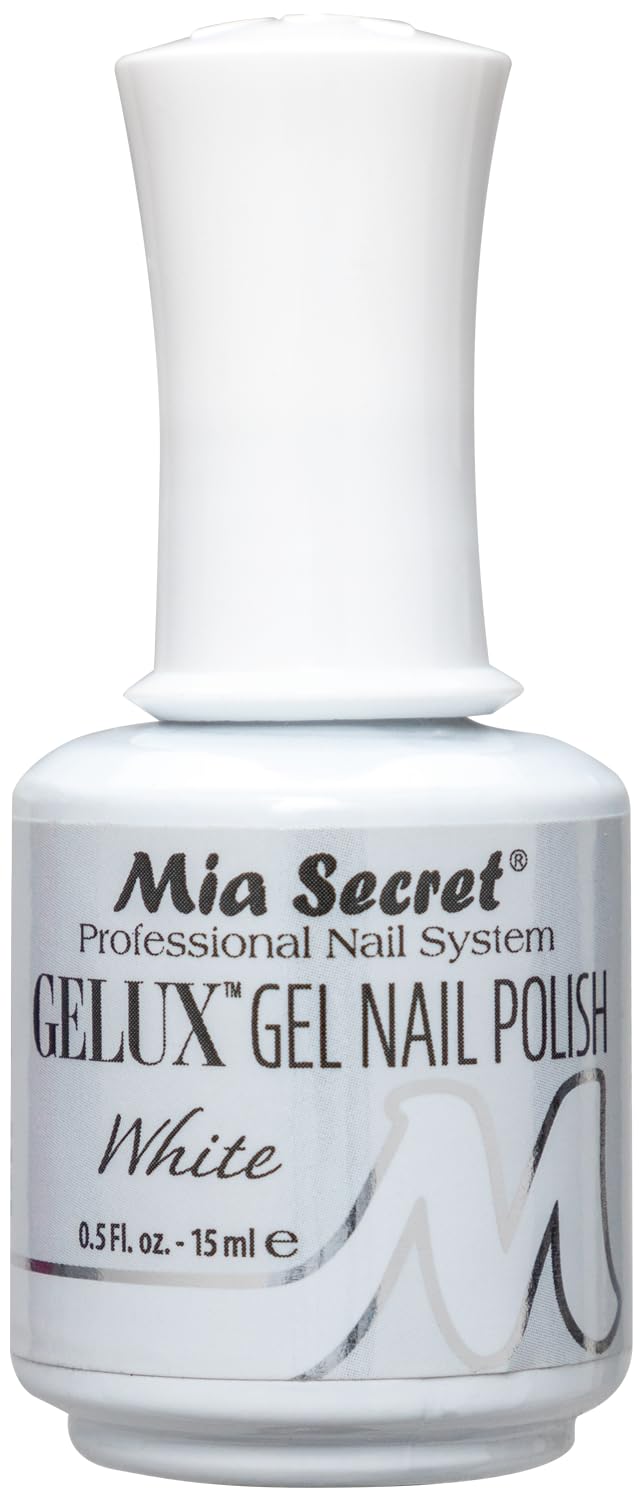 Mia Secret Gelux dans sa bouteille, couleur blanche prête pour une manucure durable