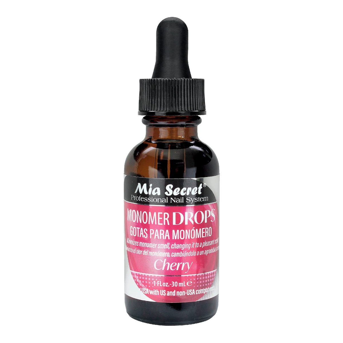 Mia Secret gouttes monomère cerise dans bouteille, aide à neutraliser l'odeur.