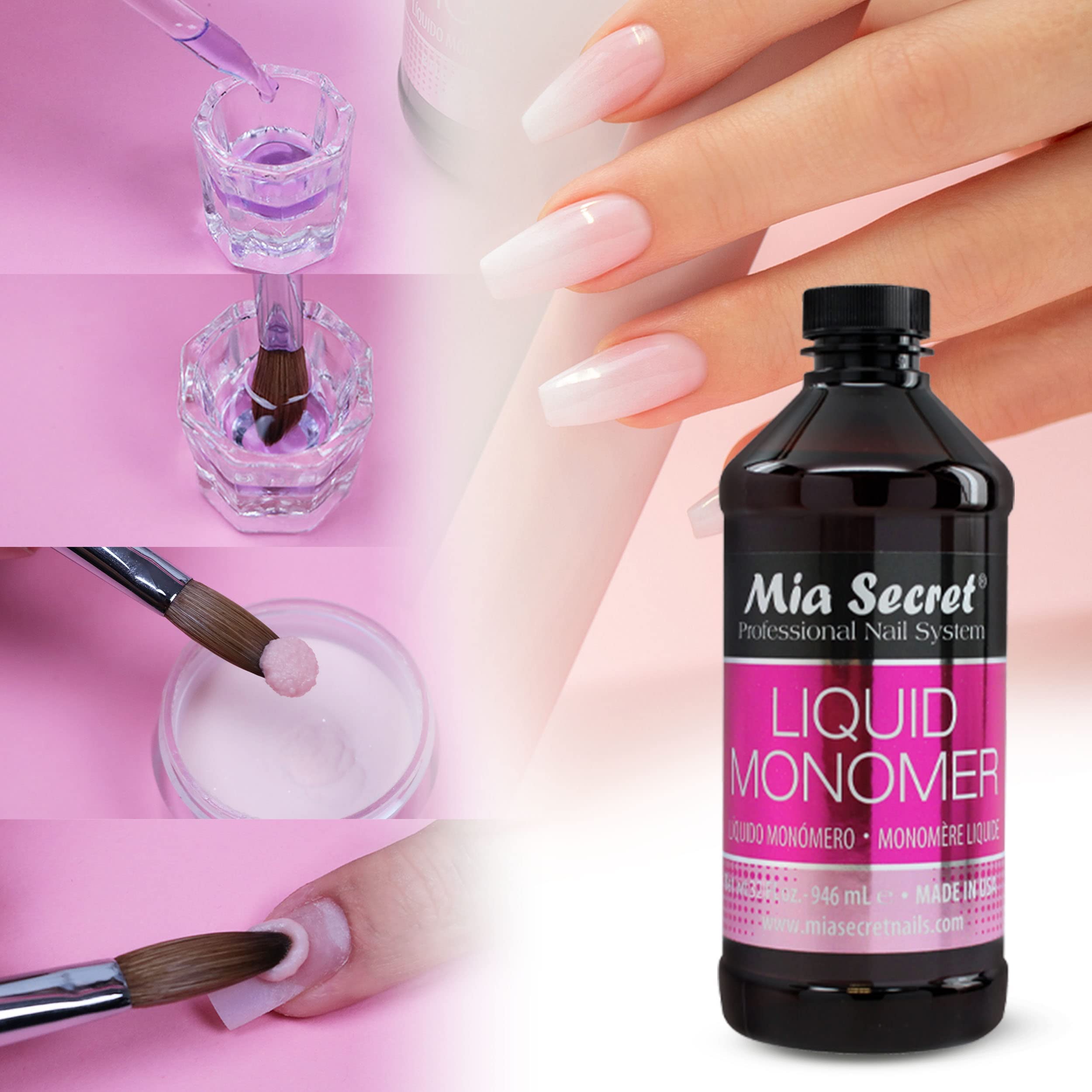Mia Secret Liquid Monomer: fabriqué aux États-Unis avec contrôle qualité rigoureux.