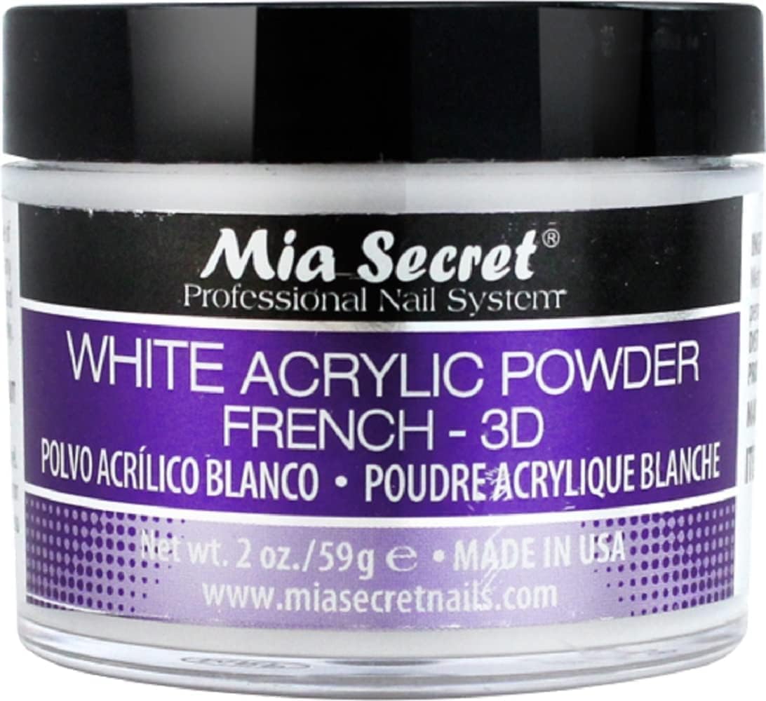 Poudre acrylique blanche Mia Secret pour décorations 3D, résultats nets et non jaunes