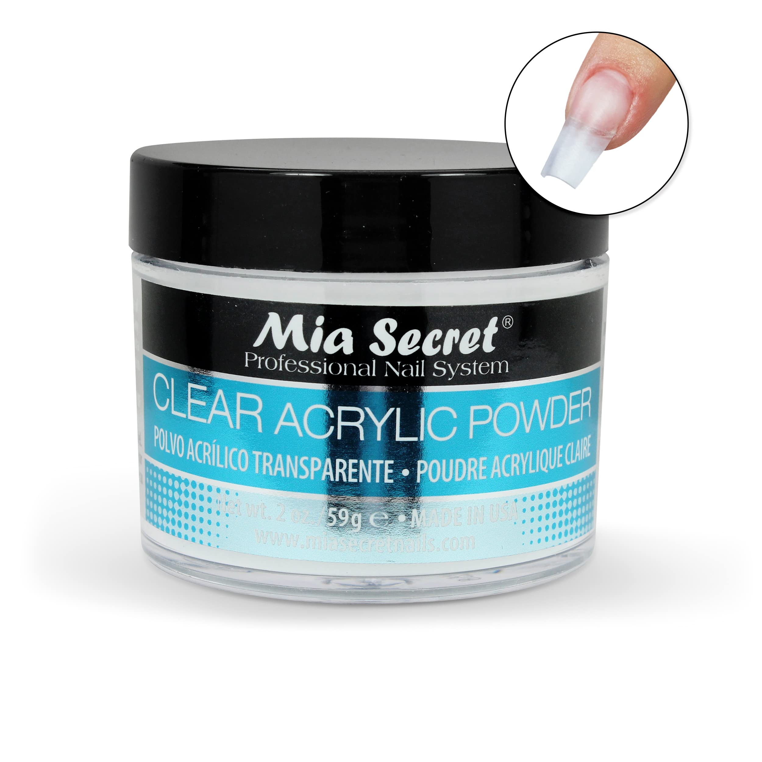 Mia Secret Poudre Acrylique Claire 1oz - application fluide et facile pour des extensions propres