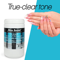 Mia Secret Poudre Acrylique Claire 24oz, utilisation simple et compatibilité avec gels Mia Secret.