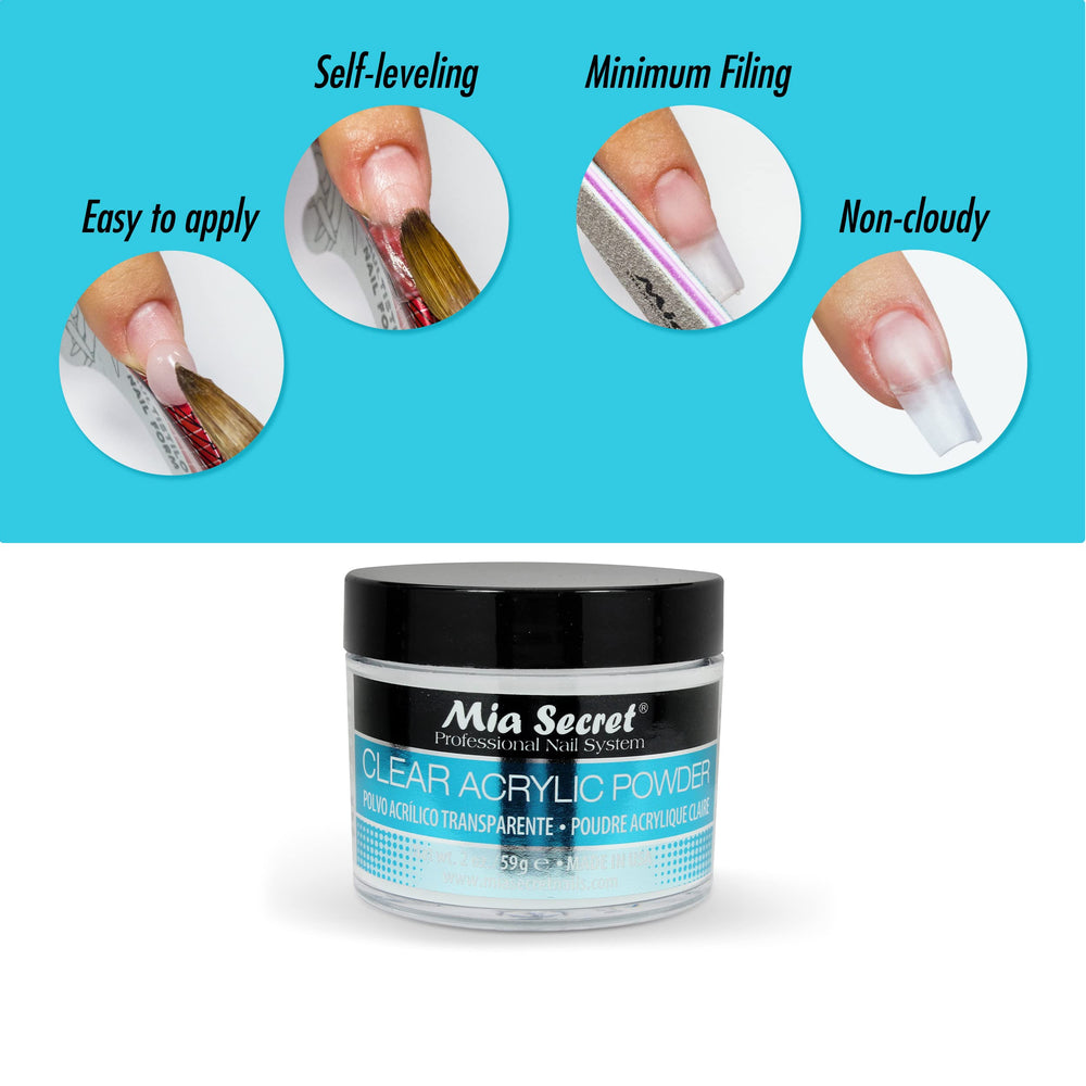 Mia Secret Poudre Acrylique Claire 1oz - résultat net et professionnel