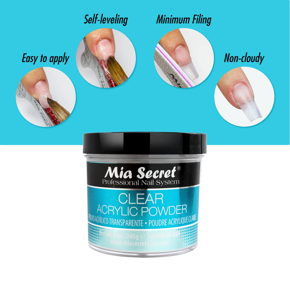 Retrait facile de la poudre claire Mia Secret avec lime ou fraise.