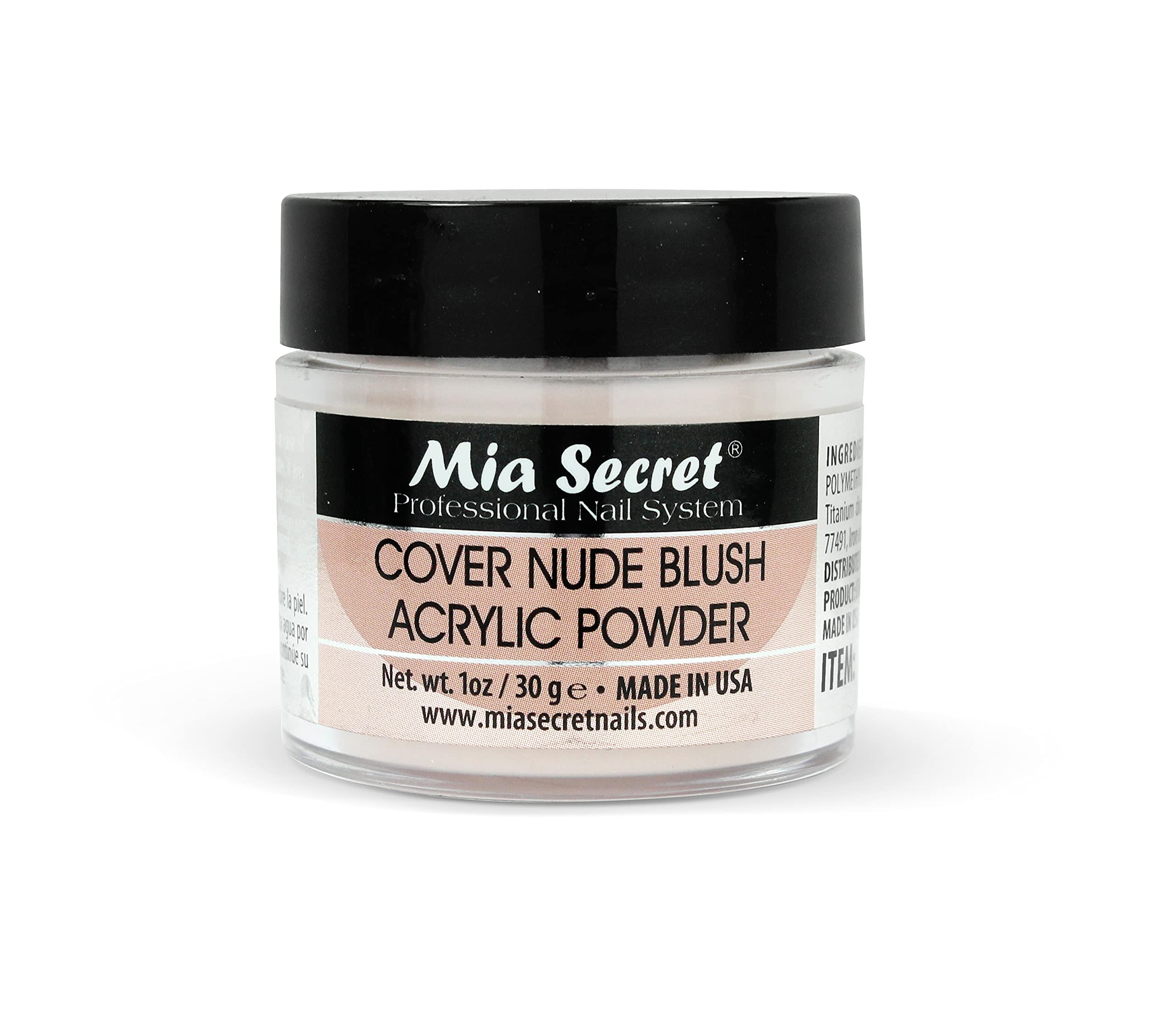Mia Secret Poudre Acrylique Couvrante Rose Clair – flacon, couvrance naturelle et durable.